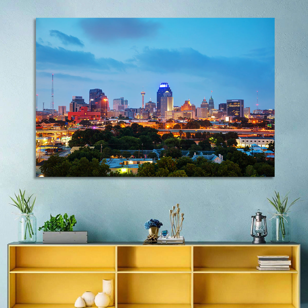 San Antonio Skyline at Dusk Wall Art