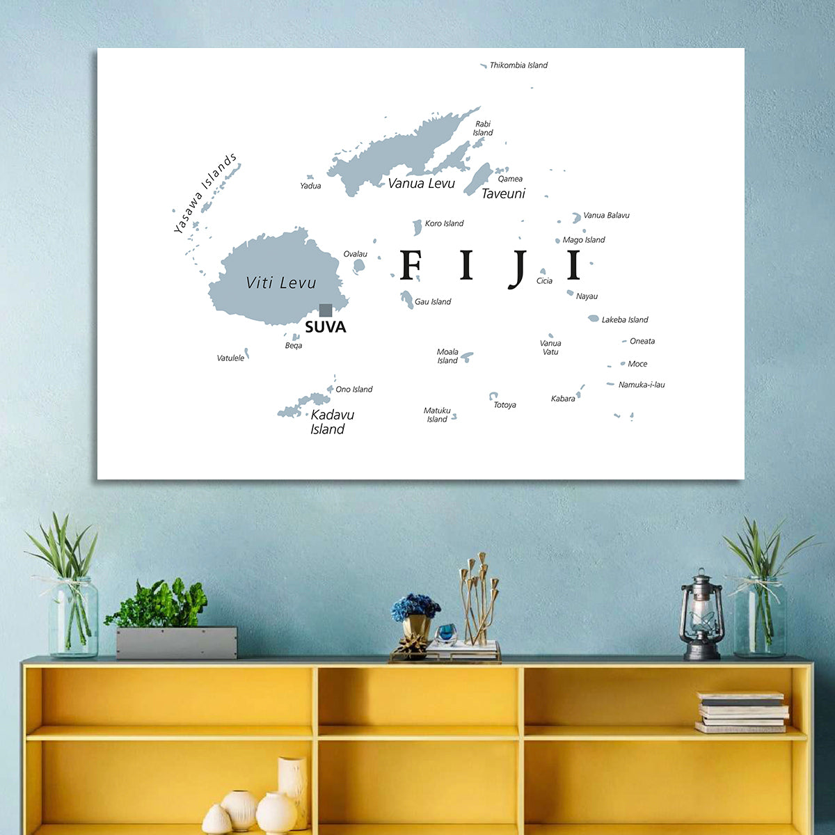 Fiji Islands Political Map Wall Art