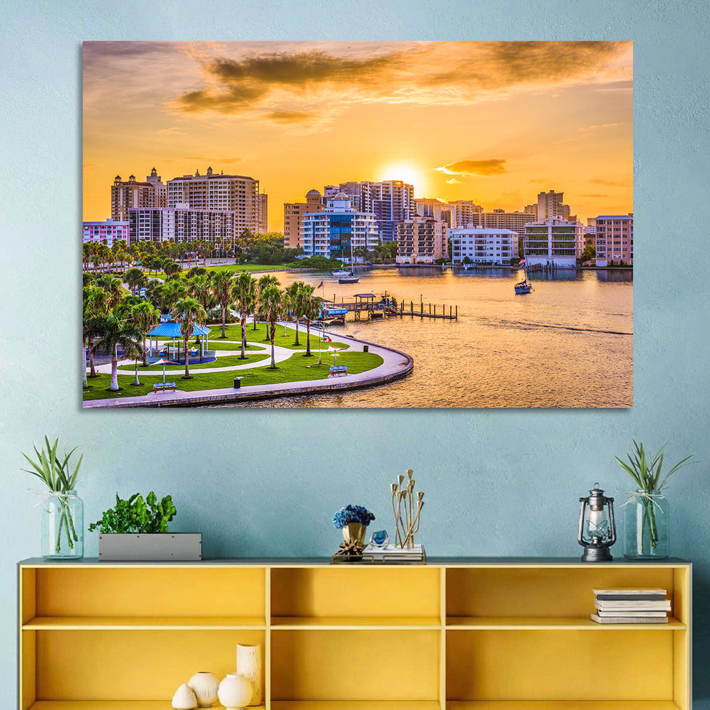 Sarasota Bayfront Sunset Skyline Wall Art