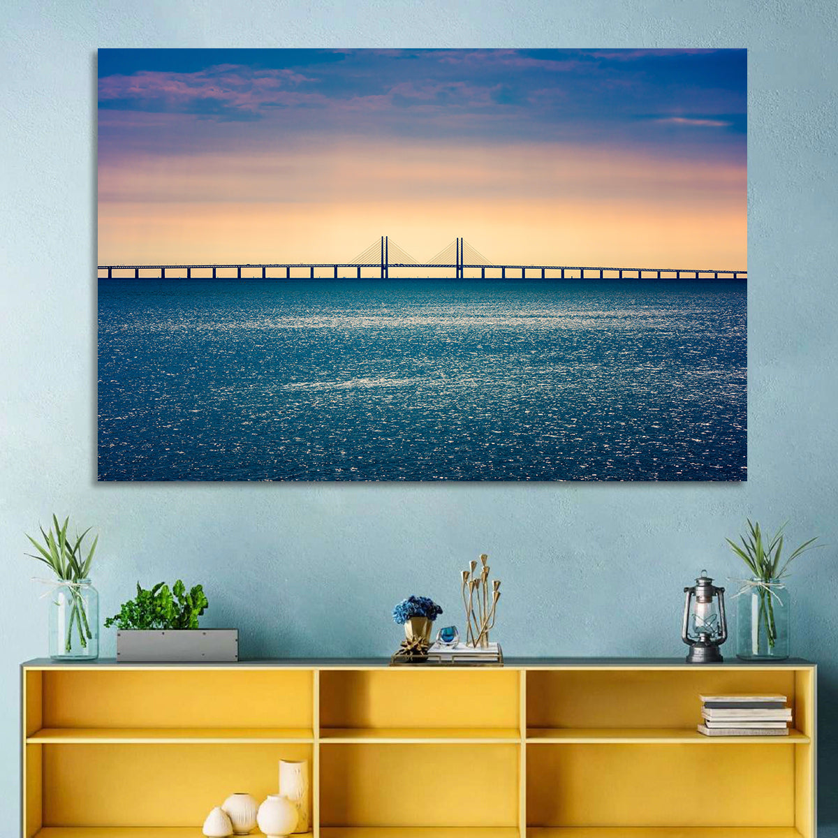 Øresund Bridge at Sunset Wall Art