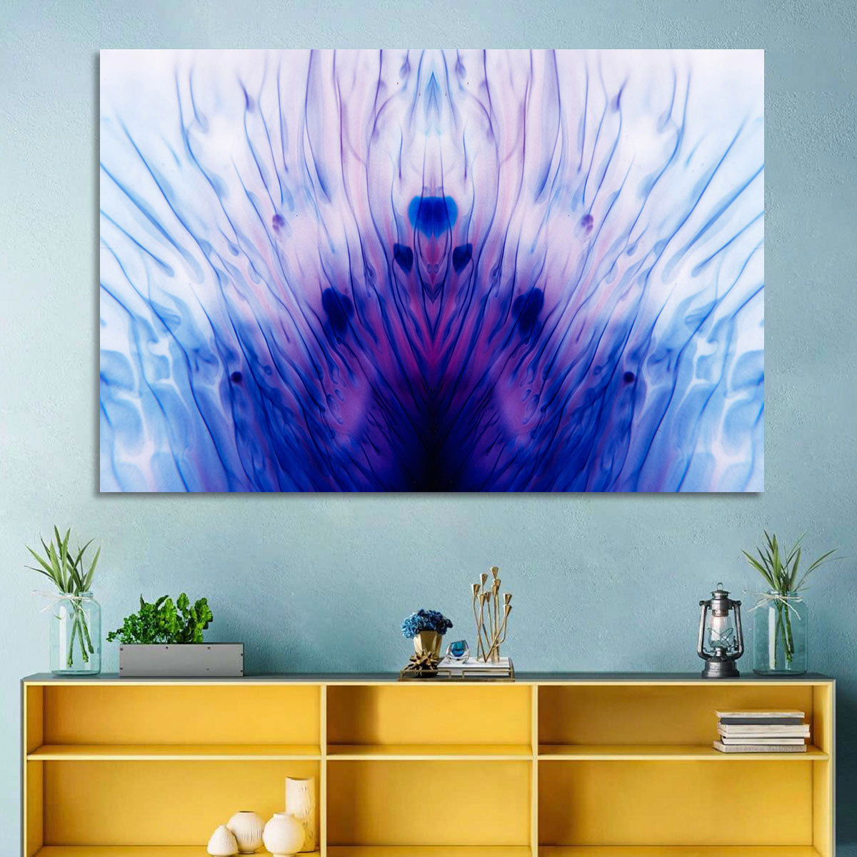 Mirrored Ink Splotch Abstract Wall Art