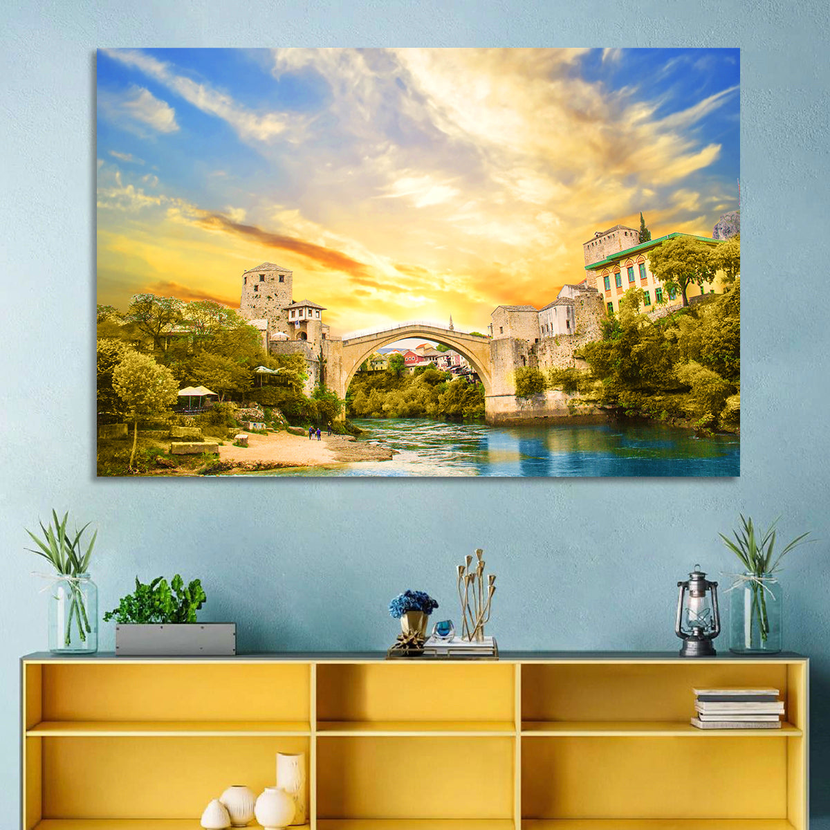 Stari Most at Sunset Wall Art