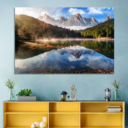 Morning Mist Mountain Lake Wall Art