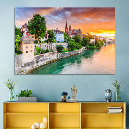 Basel Old Town at Sunset Wall Art