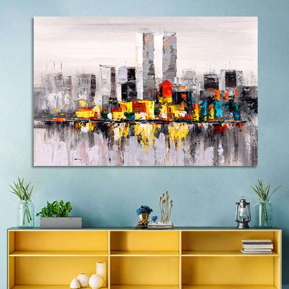 Abstract Skyline with Water Reflection Wall Art