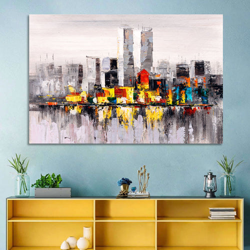 Abstract Skyline with Water Reflection Wall Art