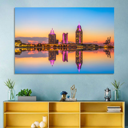 Mobile Alabama Sunset Skyline Wall Art