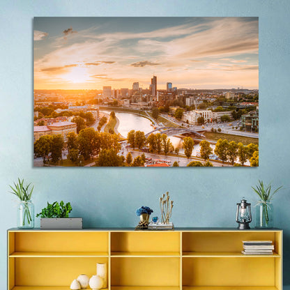 Vilnius Skyline at Golden Hour Wall Art