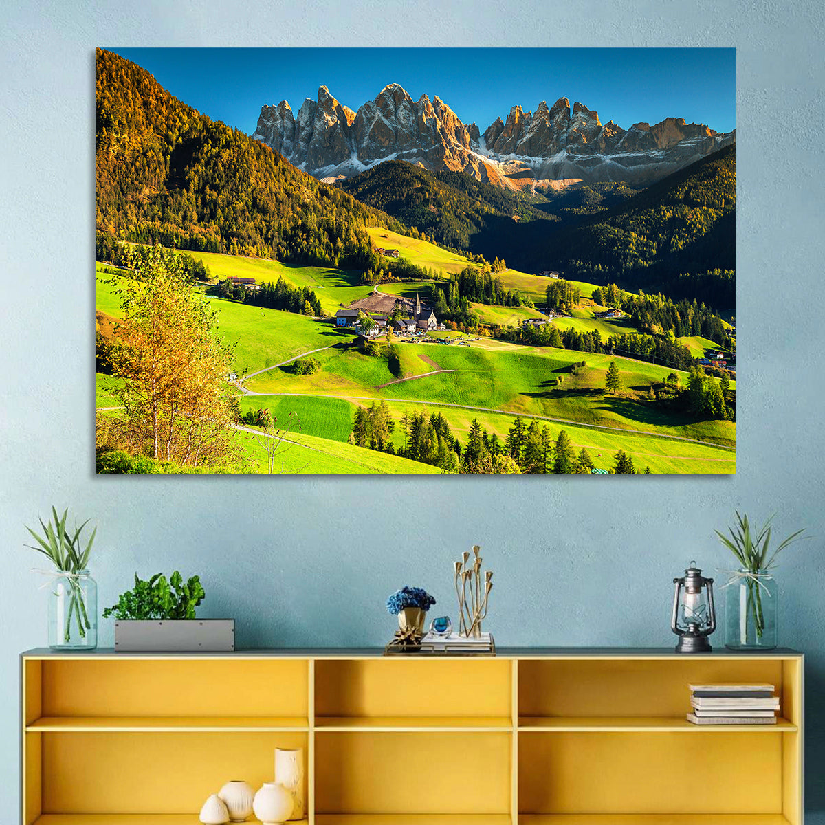 Santa Maddalena, Val Di Funes Wall Art in a room, landscape