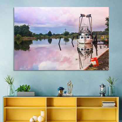 White Shrimp Boat on Louisiana Bayou Wall Art