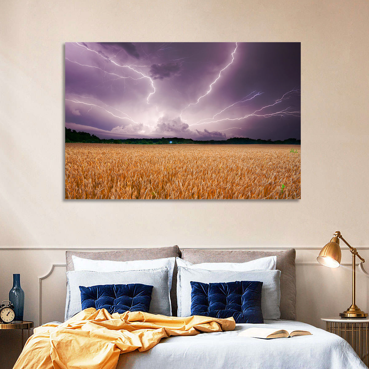 Lightning Over Wheat Field Wall Art