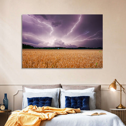 Lightning Over Wheat Field Wall Art