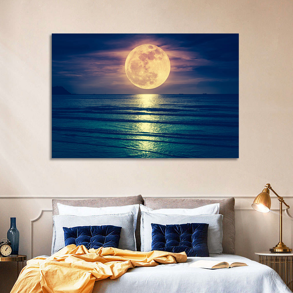 Supermoon Over Calm Sea Wall Art