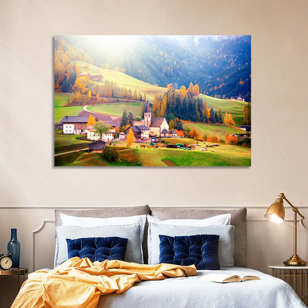Santa Maddalena Golden Hour Wall Art in a room, landscape