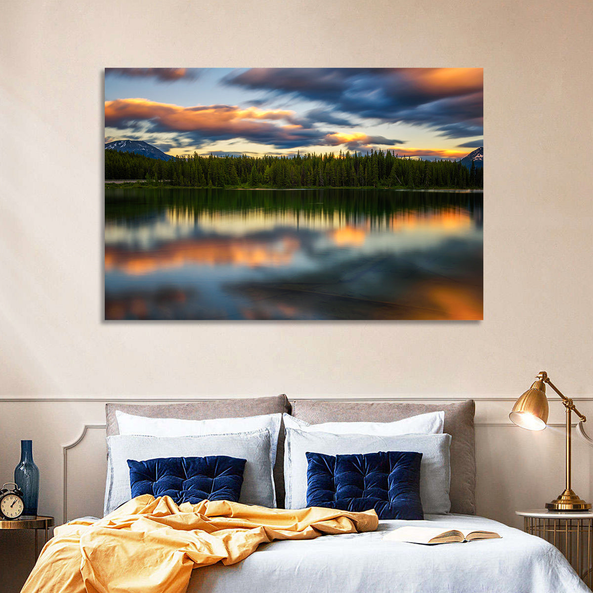 Herbert Lake Sunset Reflection Wall Art