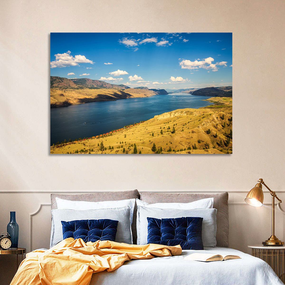 Kamloops Lake Shoreline View Wall Art in a room, landscape