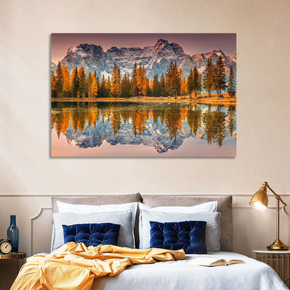 Antorno Lake Autumn Reflection Wall Art