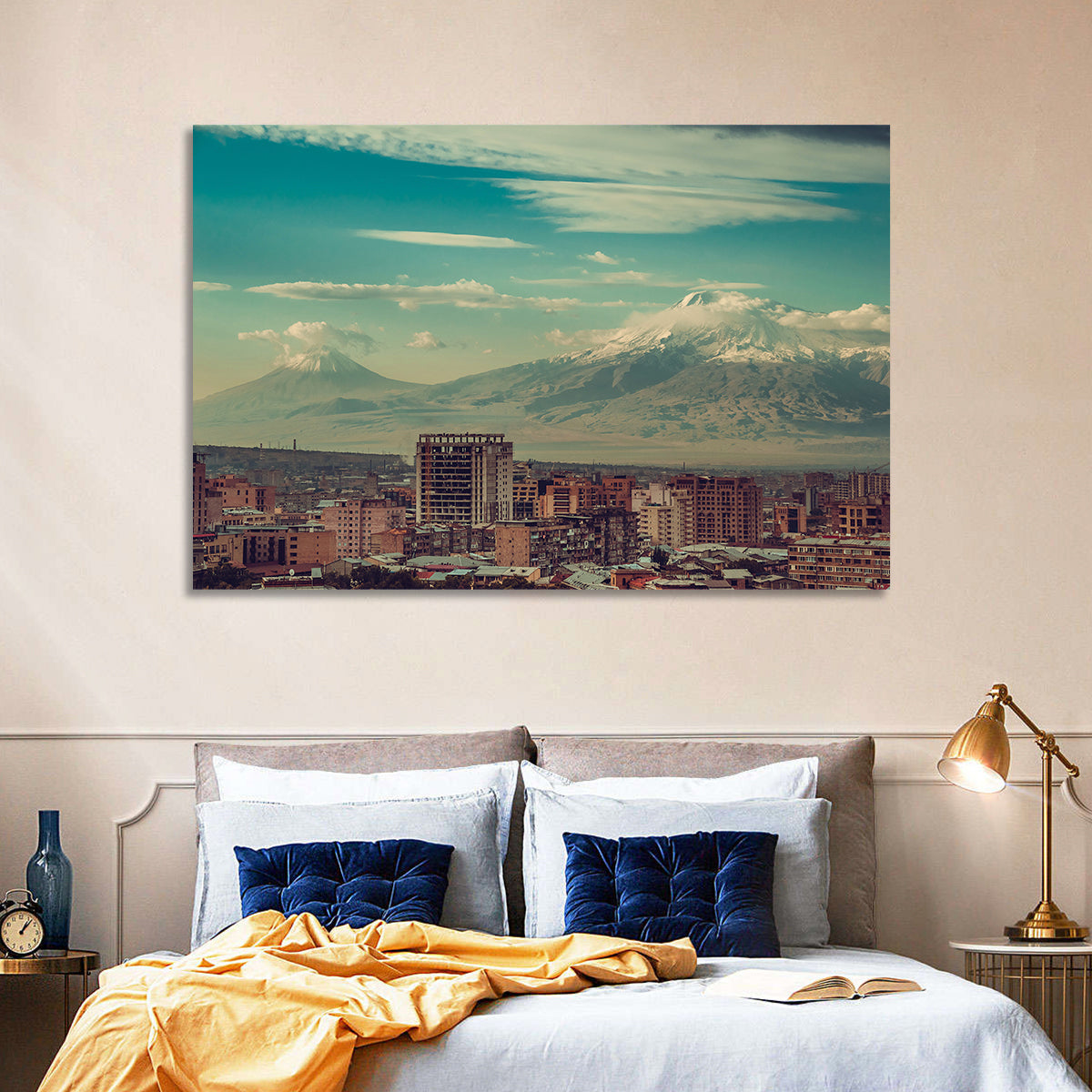Yerevan Skyline with Mount Ararat Wall Art in a room, landscape