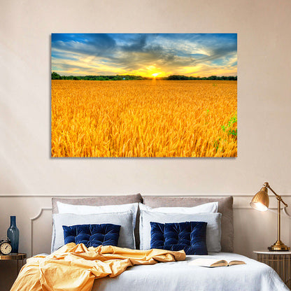Wheat Field Sunset Wall Art