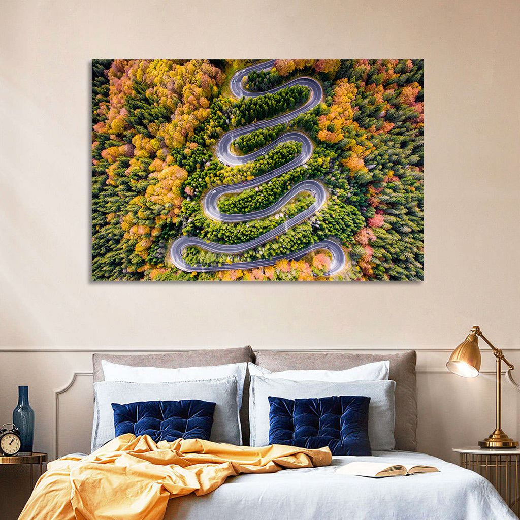 Autumn Winding Forest Road Wall Art