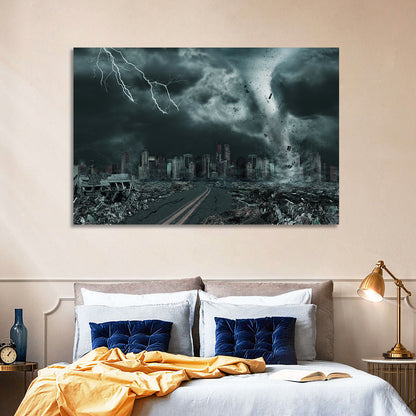 Tornado in Destroyed City Wall Art