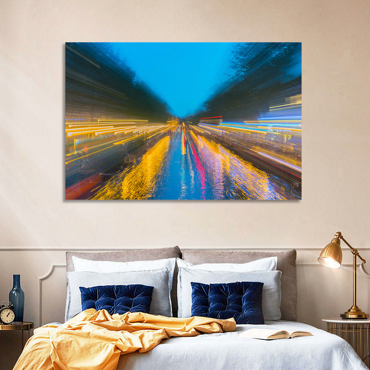 Canal Reflections at Night Wall Art