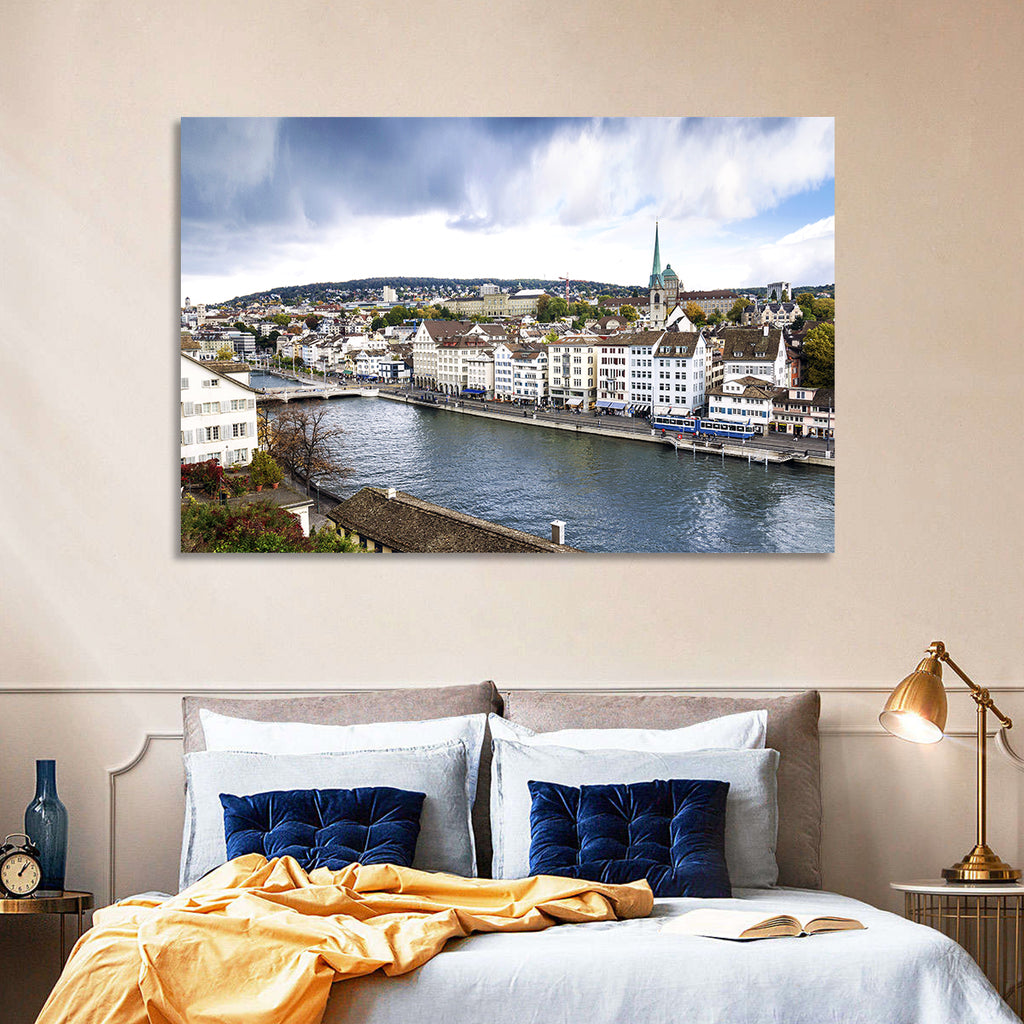 Limmat River at Fraumünster, Zurich Wall Art