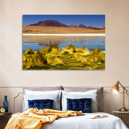 Flamingos on Salt Lake Wall Art
