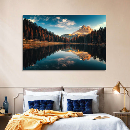 Lago Antorno Golden Hour Reflection Wall Art