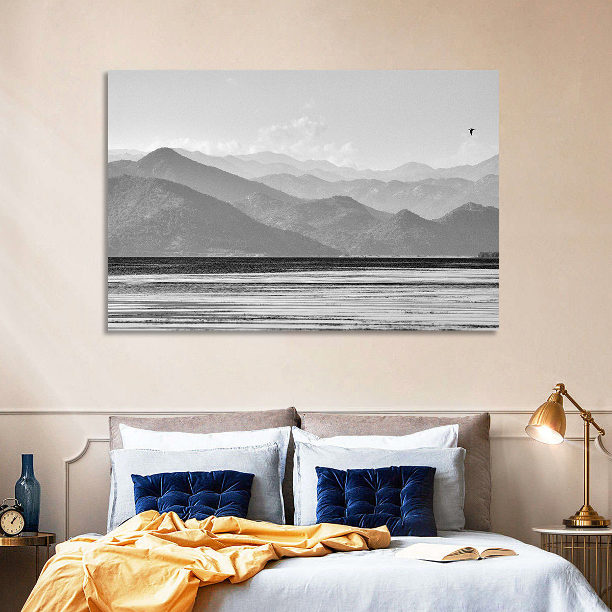 Skadar Lake Monochrome Landscape Wall Art