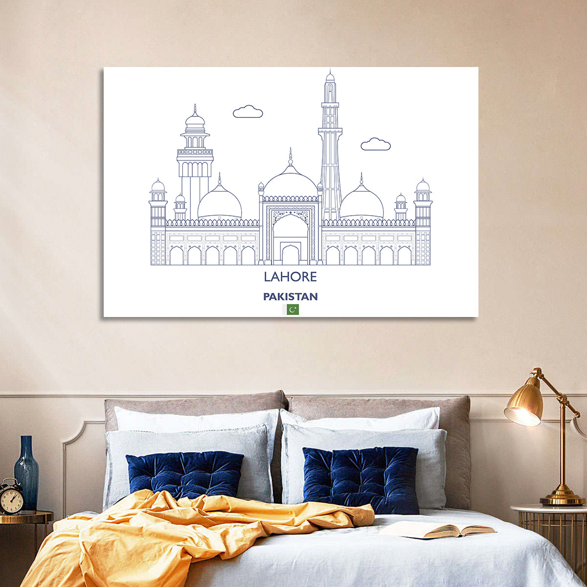 Lahore Skyline with Badshahi Mosque Wall Art in a room, landscape