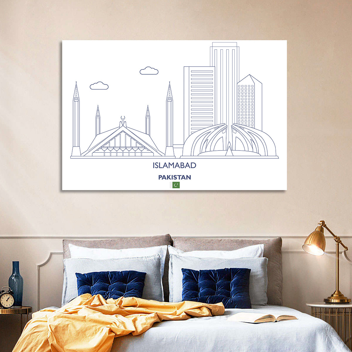 Islamabad Skyline Line Wall Art