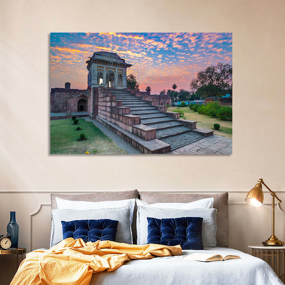 Jahaz Mahal Staircase at Sunset Wall Art in a room, landscape