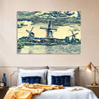 Three Vintage Windmills Wall Art