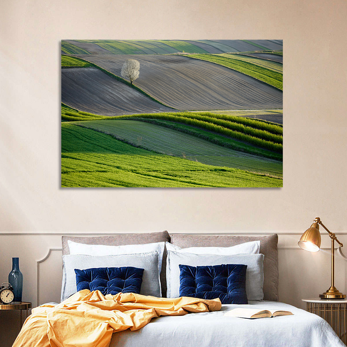 Springtime Polish Fields Wall Art in a room, landscape