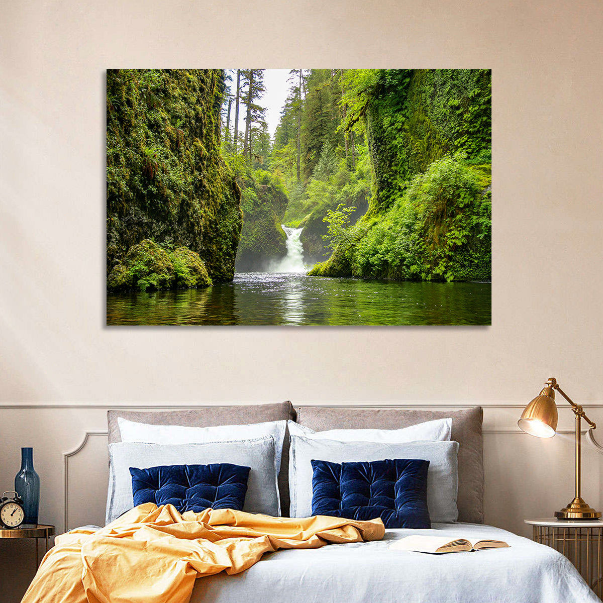 Punch Bowl Falls, Cascade Locks Wall Art in a room, landscape
