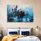 Rainy Abstract Skyline Reflection Wall Art