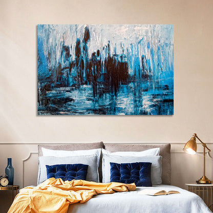 Rainy Abstract Skyline Reflection Wall Art