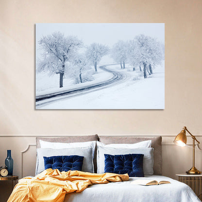 Misty Winter S-curve Road Wall Art