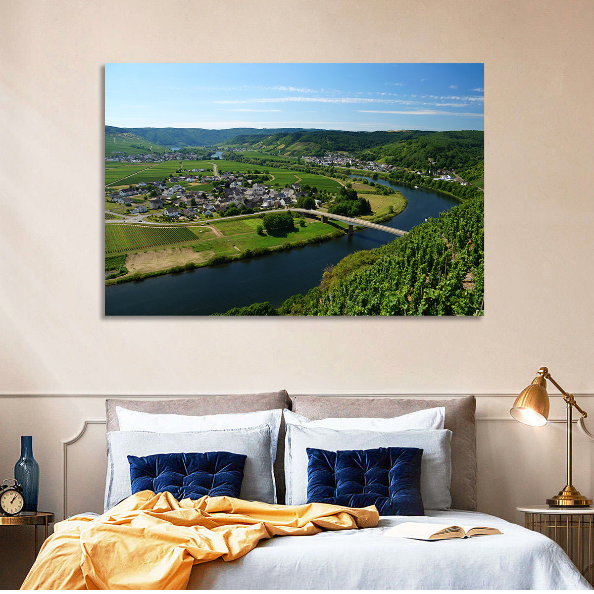 Piesport Moselle River View Wall Art in a room, landscape