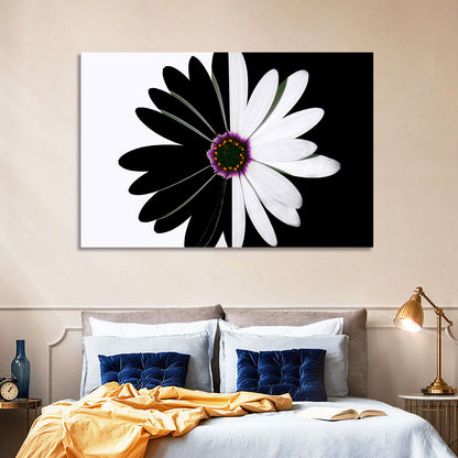 Black and White Daisy with Purple Ring Wall Art