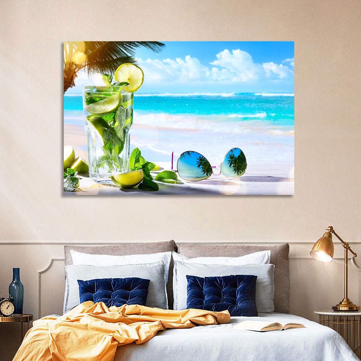 Mojito Beach Scene Wall Art in a room, landscape