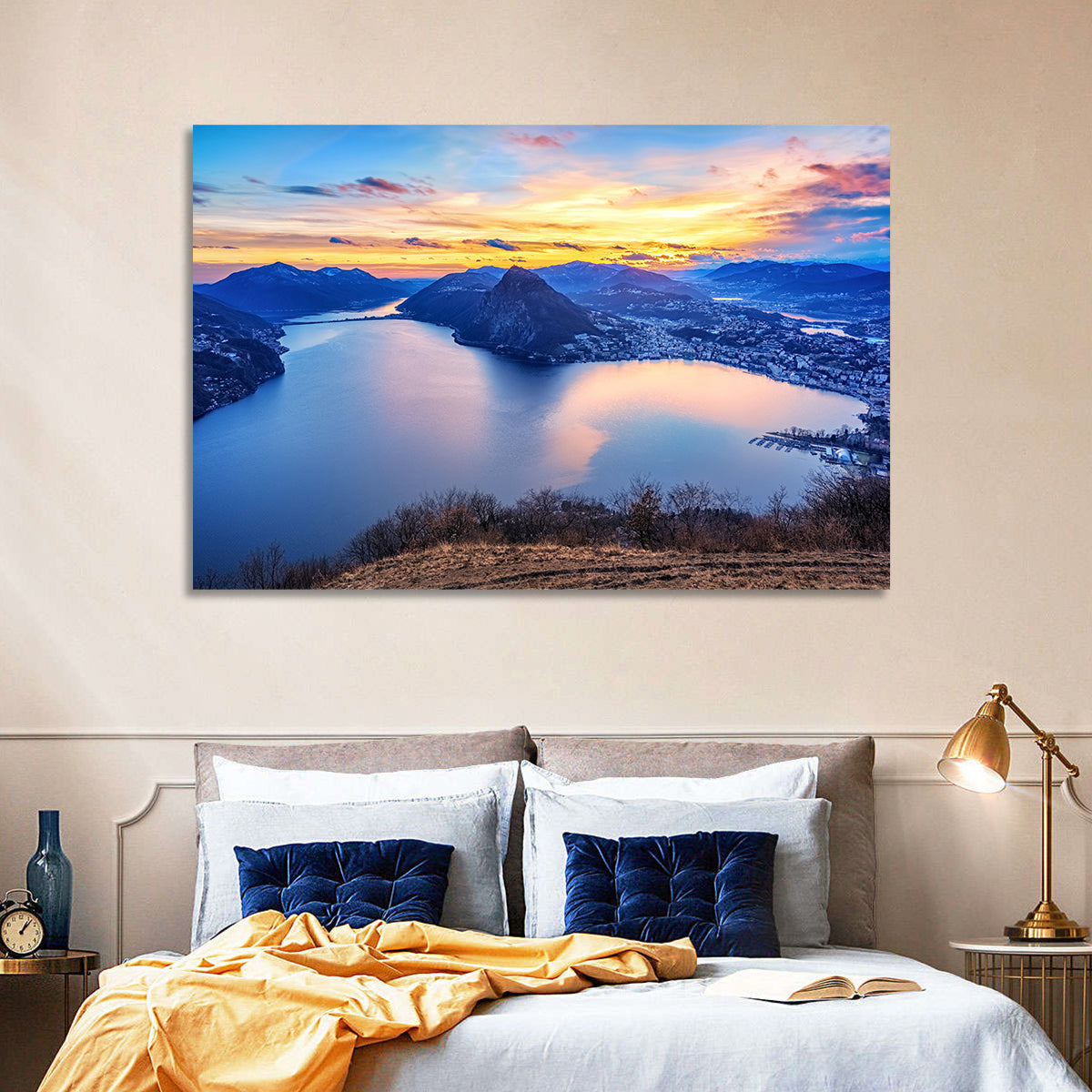 Sunset Over Lake Lugano Wall Art
