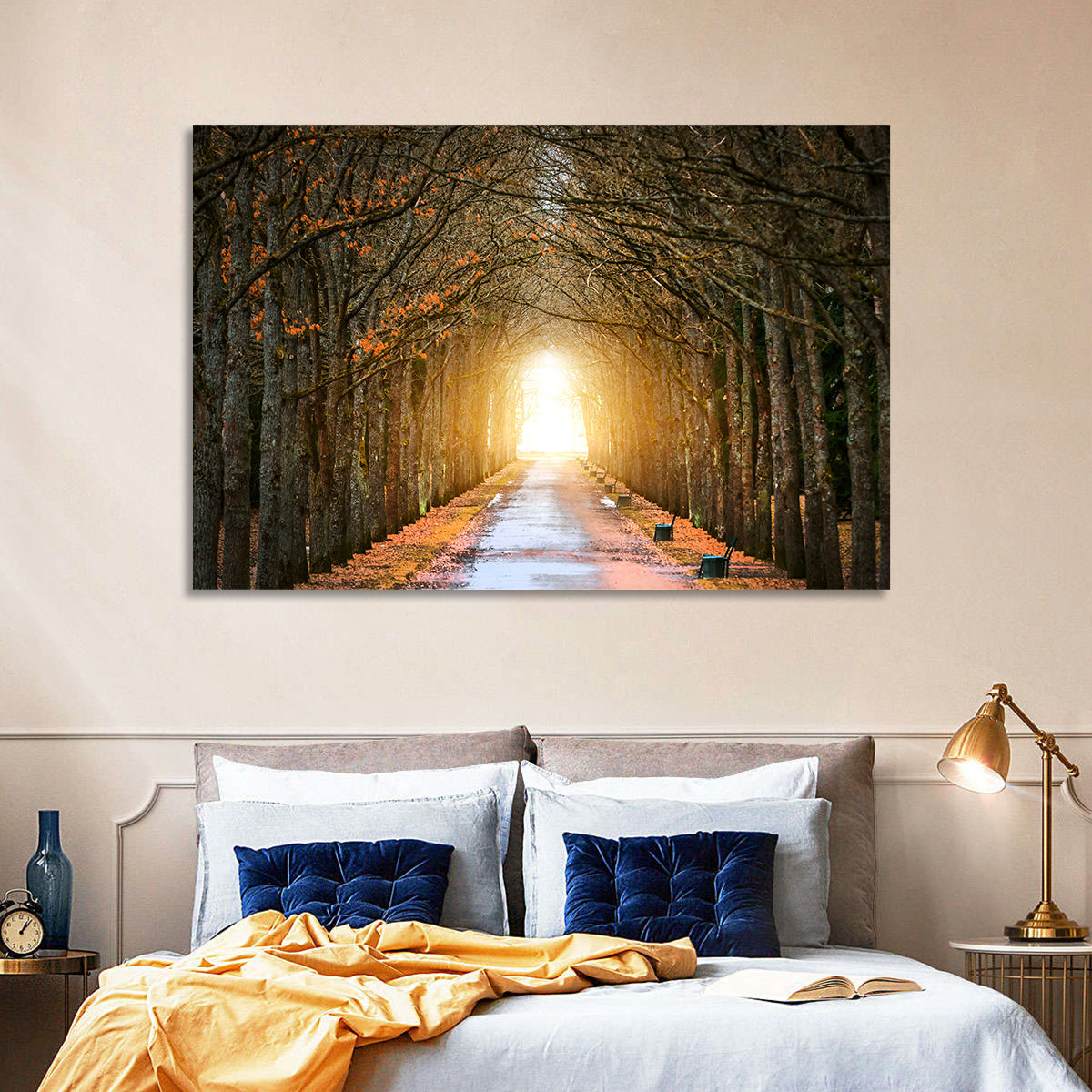 Autumn Oak Tunnel Wall Art in a room, landscape