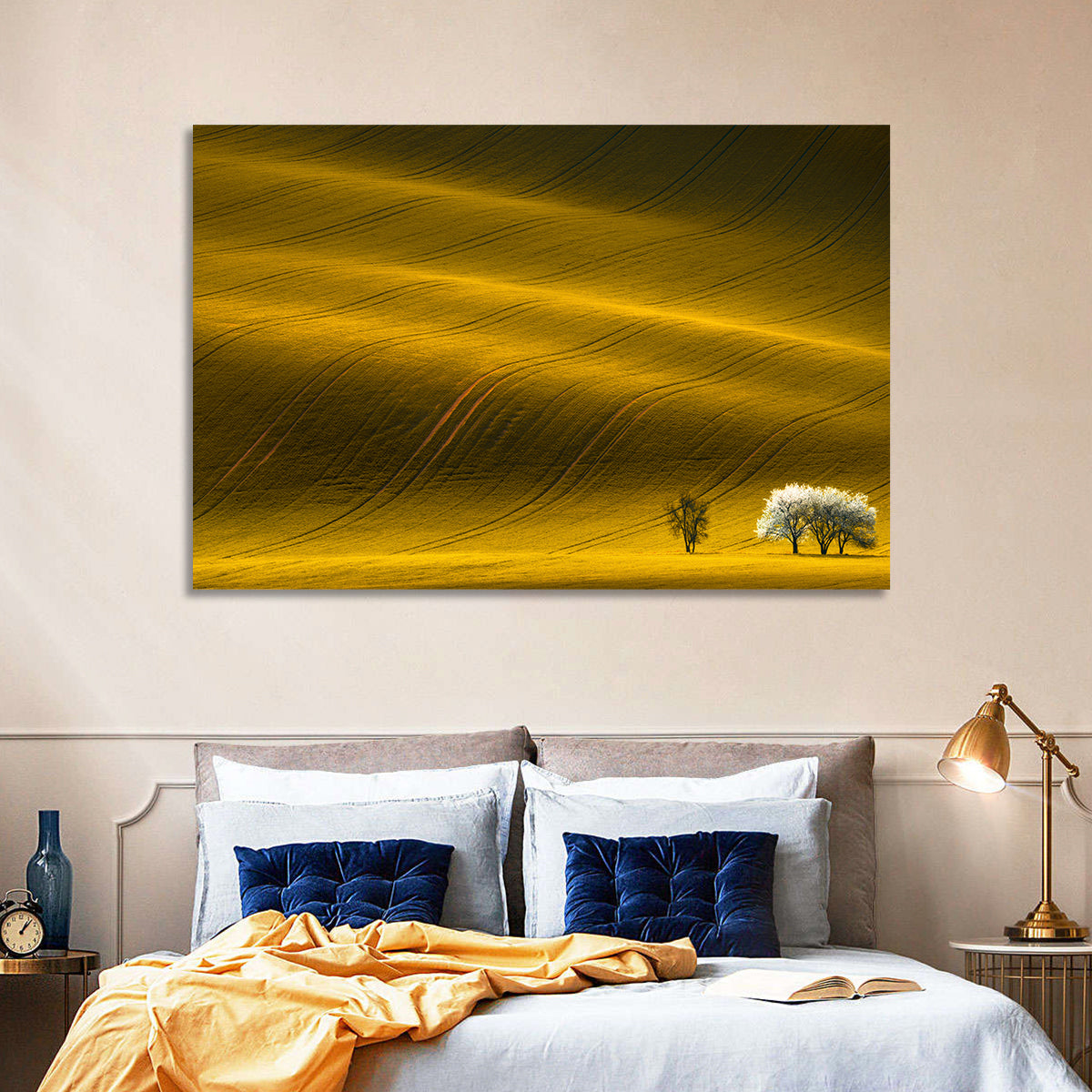 Golden Hour Rapeseed Field Wall Art in a room, landscape
