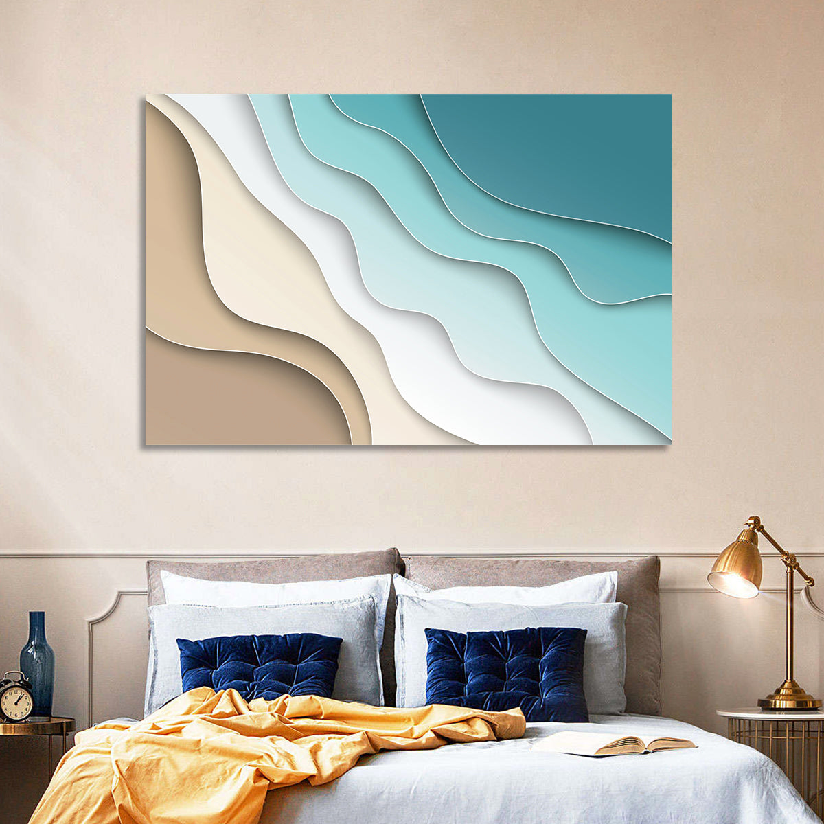 Aerial Beach Layers Wall Art in a room, landscape