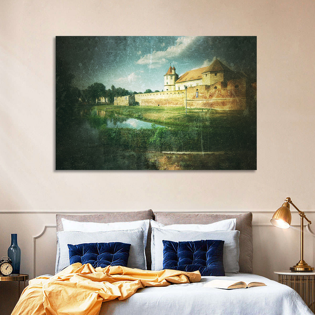 Făgăraș Fortress Moat Reflection Wall Art in a room, landscape