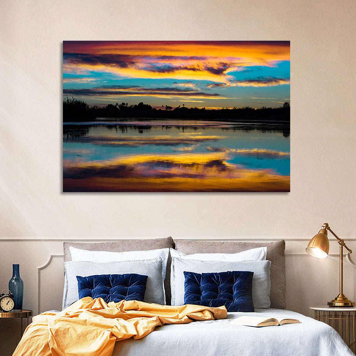 Colorado River Dusk Reflection Wall Art in a room, landscape