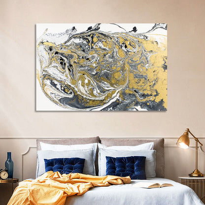 Metallic Gold Marbled Abstract Wall Art