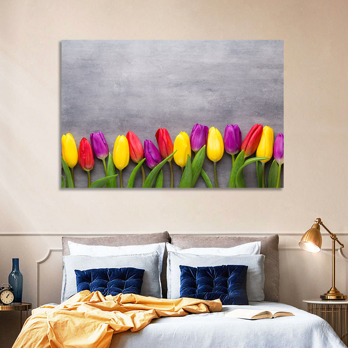 Row of Multicolored Tulips Wall Art